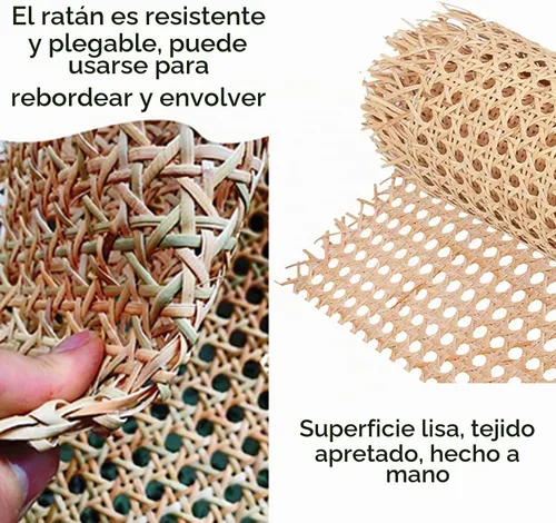 Vista 5 de Cincha de caña de ratán natural de 16 pulgadas x 5 pies, rollo de red de malla abierta tejida para proyectos de decoración de muebles de bricolaje