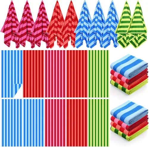 Vista 10 de EBOOT Paquete de 10 toallas de playa de gran tamaño, toallas de piscina extra grandes, de microfibra, de secado rápido, para adultos, mujeres