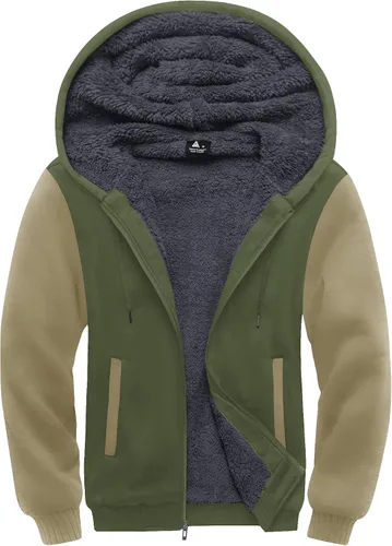 Vista 37 de SCODI Sudaderas con capucha para hombre, forro polar pesado, cremallera completa, forro de sherpa grueso, chaqueta con capucha