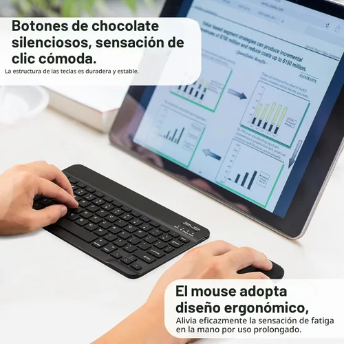 Vista 3 de Teclado Bluetooth Ultradelgado Portátil Mini Inalámbrico Recargable para Apple iPad iPhone Samsung Tablet Teléfono Smartphone iOS Android Windows
