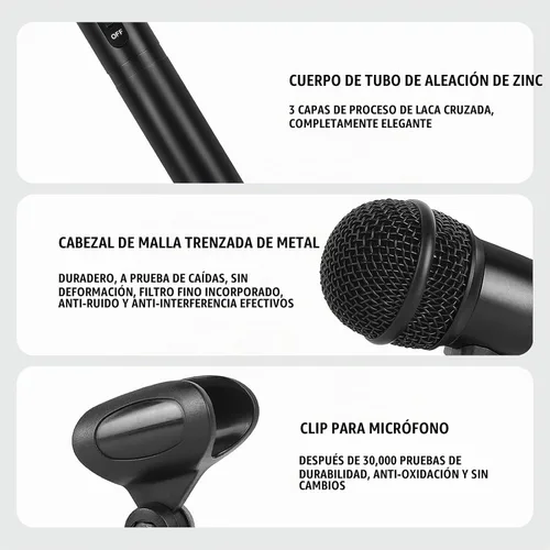 Vista 2 de XTUGA MI7 Kit de micrófono de tambor, 7 piezas de metal con cable dinámico
