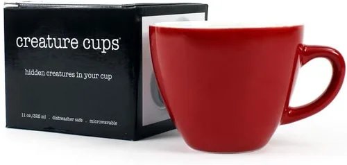Vista 5 de Creature Cups - Taza de cerámica LOBSTER (11 onzas, exterior rojo) - Taza con animal 3D en el interior - Regalo de cumpleaños, festivo y de Langosta