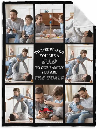 Vista 28 de InterestPrint Manta personalizada para papá de parte de hija e hijo, manta de cama personalizada con el texto "Best Dad Ever" con Love You Daddy, 7