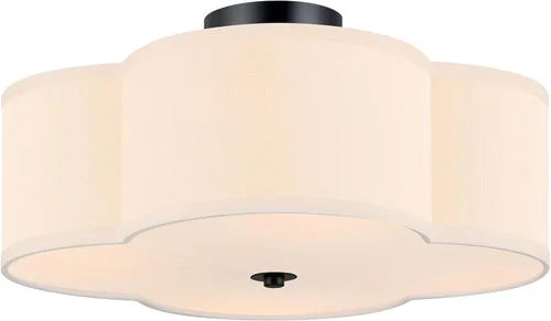 Vista 19 de VONLUCE Lámpara de techo semiempotrada de 12.6 pulgadas, moderna lámpara de techo de 3 luces con pantalla en forma de pétalos blancos, 3 enchufes