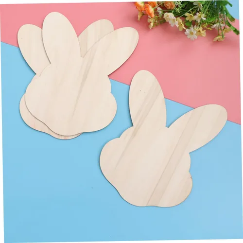 Vista 6 de EXCEART Conejito conejo chips de madera decorativos DIY artesanía accesorios decoración del hogar arte de pared para Pascua