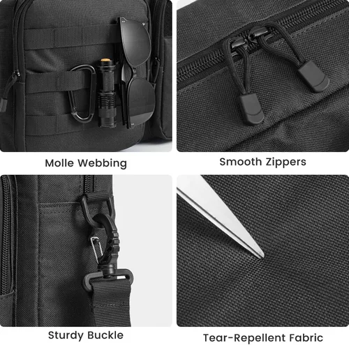 Vista 6 de S-ZONE Bolsa de mensajero táctica para hombres 15.6-16 pulgadas bolsa para Negro