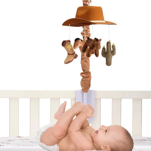 Vista 3 de Lambs & Ivy Country Western Cowboy Hat Musical Baby Crib Mobile Chupete