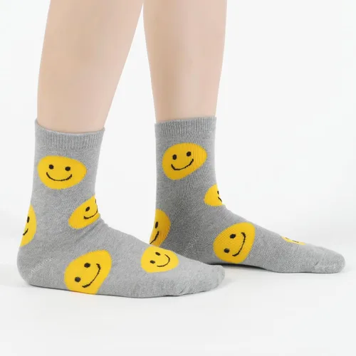 Vista 8 de Calcetines lindos para mujer 4-6 pares de calcetines de algodón con diseño de carácter sonriente con estampado de corazón y frutas US 6-8