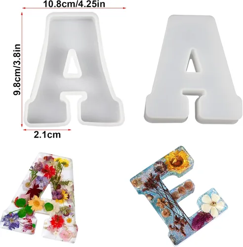 Vista 2 de Molde de resina de letras inglesas de 4 pulgadas, paquete de 26 moldes de letras de silicona para hacer manualidades de resina