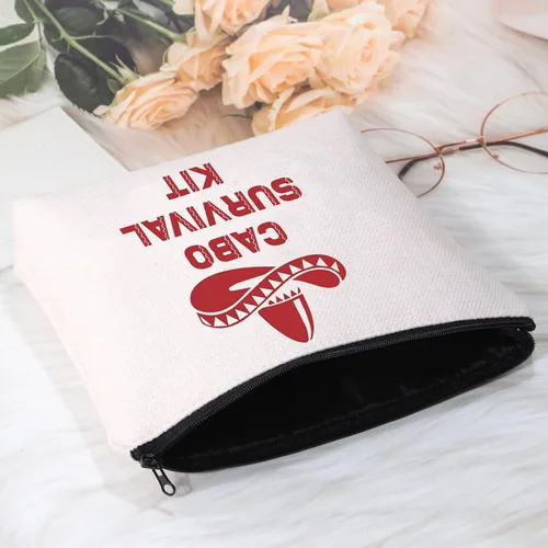 Vista 4 de POFULL Bolsa de cosméticos de boda de regalo para despedida de soltera de México, kit de supervivencia Cabo San Lucas