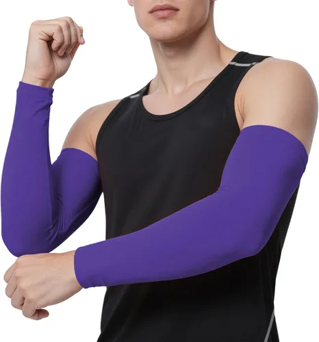 Vista 18 de TOPTIE 1 par de mangas de brazo para hombres y mujeres, manga de compresión 1 par Blanco