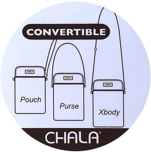 Vista 3 de CHALA Bolso cruzado para teléfono celular, piel sintética, lona multicolor con correa ajustable