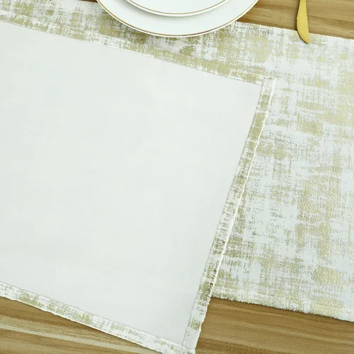 Vista 6 de Caminos de mesa color crema y dorado para decoración navideña, 72 pulgadas de largo