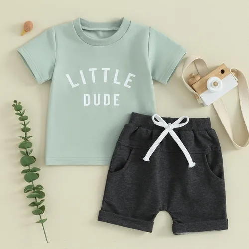Vista 30 de Conjunto de camiseta de manga corta para bebé niño y niña, camiseta de manga corta, pantalones cortos casuales, ropa para recién nacidos, 6, 12, 18
