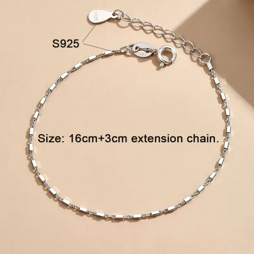 Vista 2 de ERLOSYA Pulseras de plata de ley para mujerdijes de cadena de plata 925 para adolescentes y niñaspulsera de plata ajustable delicada joyería regalo