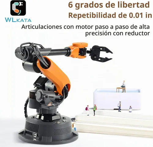 Vista 4 de wlkata Mirobot 6DoF Mini brazo robótico industrial Kit profesional programable ligero brazo robótico de escritorio para impresora K12 o 3D