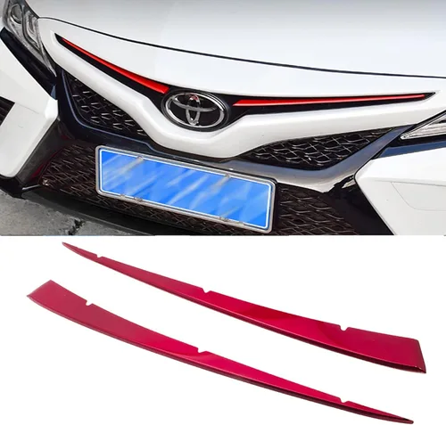 Vista 4 de x xotic tech Rejilla frontal para capó central con diseño de rayas, acero inoxidable cromado, compatible con Camry SE XSE 2018-2024