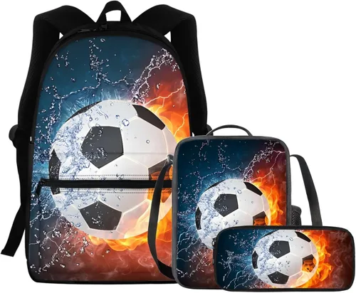 Vista 210 de FOR U DESIGNS Fuego baloncesto impreso niños escuela mochilas viaje mochila libro bolsa