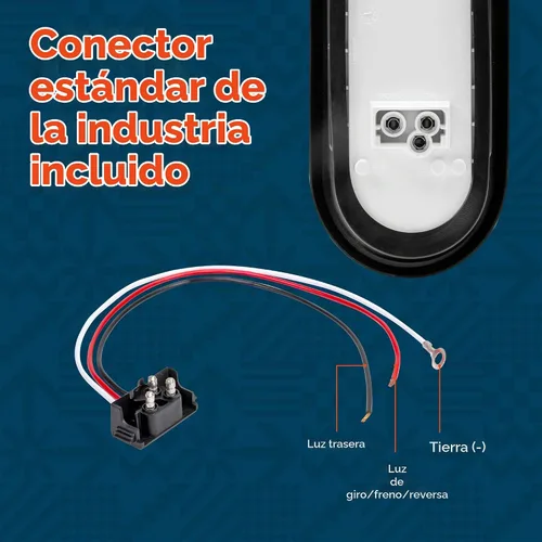 Vista 2 de Juego de luces traseras LED ovaladas para remolque de 6.0 in, 2 color ámbar y 2 color rojo 4 Rojo + 2 Blanco