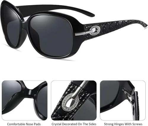 Vista 5 de Fullgren Gafas de sol polarizadas de gran tamaño para mujer, protección UV, moderno marco grande, gafas de sol para mujer