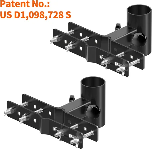 Vista 3 de Soporte para sombrilla de balcón para exteriores, soporte de metal ajustable resistente para patio, abrazadera de montaje para valla, barandilla