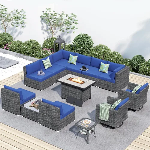 Vista 11 de HOOOWOOO Patio Sectional Furniture Set,2 Piece Couch Set with 2 Matching Armless Chairs(Beige)