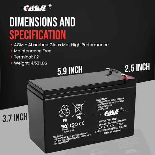 Vista 6 de Casil Batería de repuesto recargable SLA de 12V 7.2Ah