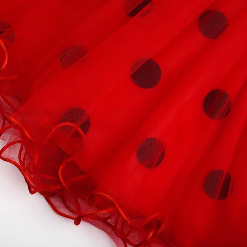 Vista 6 de Uhdear Disfraz de mariquita para niñas vestido tutú sin mangas fiesta de Halloween con accesorios