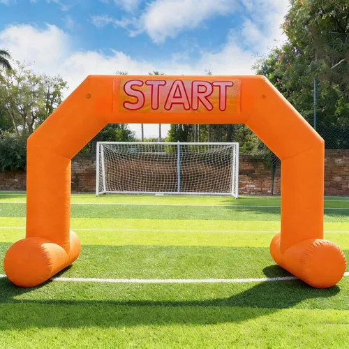 Vista 7 de Arco inflable de 20 pies de línea de acabado verde con potente soplador, arco inflable hexagonal al aire libre para carreras de 5 K, fiesta