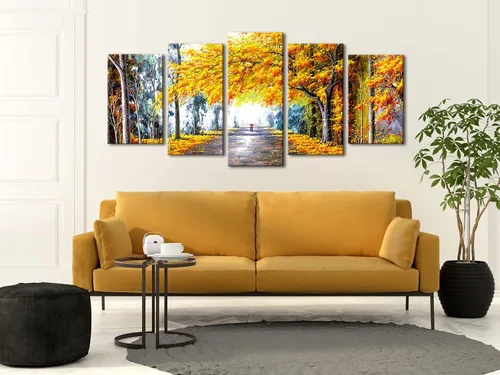 Vista 2 de Wieco Art Lienzo Giclée Impresiones de Arte de Pared Otoño Amor por Pinturas al óleo Reproducción para Dormitorio Cocina Decoración del Hogar