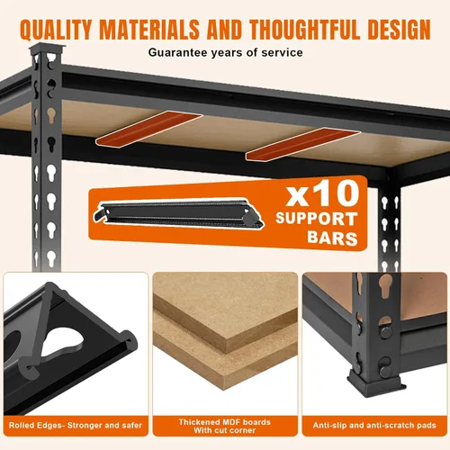 Vista 6 de Big RED Estantería de almacenamiento, 5 niveles ajustables, estantes de garaje de metal resistente/estante de utilidad para cocina, despensa