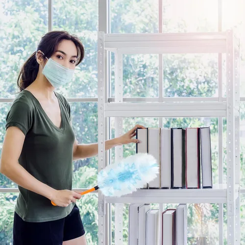 Vista 6 de Vesici 50 piezas de repuesto de plumero compatibles con Swiffer Dusters, repuesto desechable a granel grueso con 1 mango resistente para limpieza