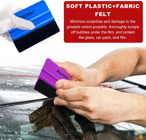 Vista 6 de Dickno Juego de 4 piezas de espátulas de borde de fieltro para envoltura de coche, kit de herramientas de envoltura de vinilo, kit de tintado