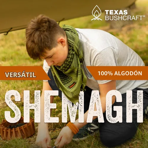 Vista 3 de Texas Bushcraft Tactical Shemagh - Auténtico Keffiyeh 100% algodón para tu equipo de camping, senderismo y mochilero Naranja quemado