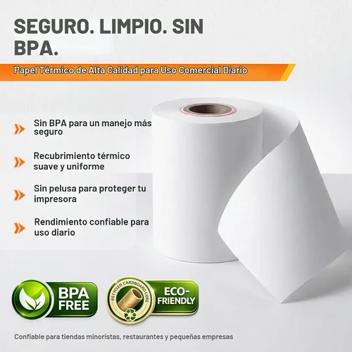Vista 6 de Rollo de papel de recibo para máquina de tarjeta de crédito Square Terminal (10 rollos)
