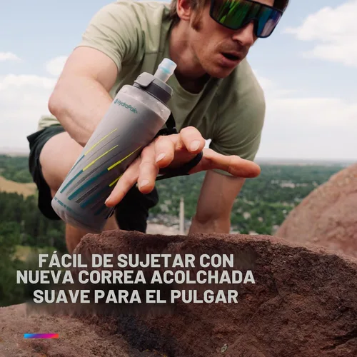 Vista 4 de HydraPak SkyFlask Speed - Botella de agua plegable para correr (350 ml, 500 ml, 500 ml aislada) - Correa ajustable, ligera, tapa a prueba de derrames