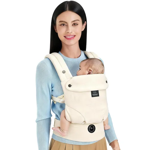 Vista 10 de Bebamour Portabebés ergonómico para bebés de 7 a 32 libras, perilla ajustable para desarrollo saludable de cadera del bebé, portabebés de algodón