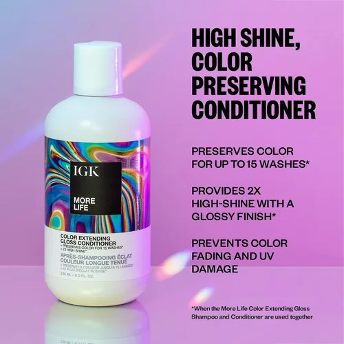 Vista 2 de IGK MORE LIFE Color Extending Conditioner Extends Color While Boosting Gloss and Softness Helps Protect Color-Treated Hair from Fade