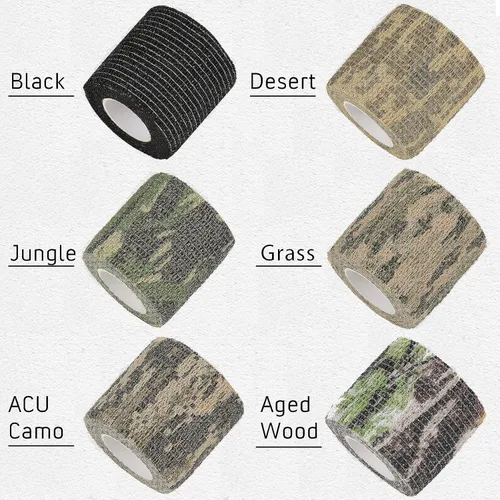 Vista 2 de 12 rollos de cinta de camuflaje de camuflaje de vendaje autoadhesivo de 2 pulgadas x 5 yardas, envoltura protectora de camuflaje autoadhesiva