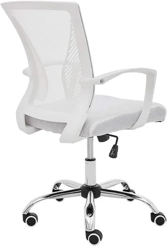 Vista 4 de Modern Home Zuna - Silla de oficina con respaldo medio, respaldo ergonómico de malla, silla de escritorio (blanco/blanco)