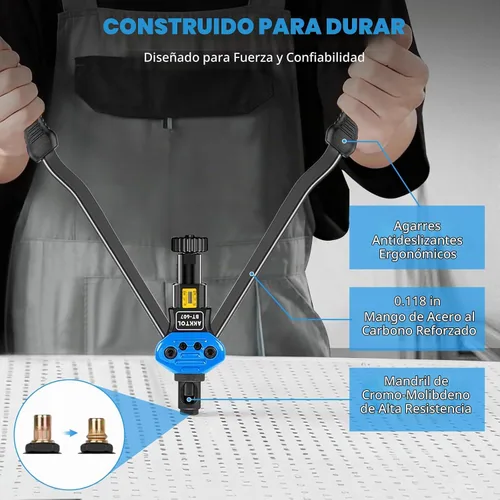 Vista 3 de AKKTOL Kit de herramientas de tuerca de remache, kit de herramientas de remache de 16 pulgadas con 15 mandriles métricos y SAE, kit surtido