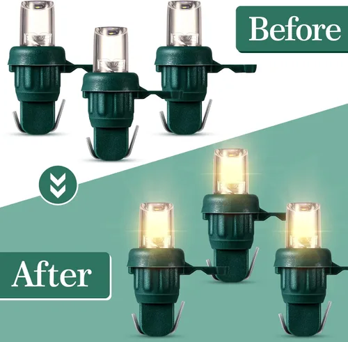 Vista 5 de Honoson Bombillas de Repuesto de Cadena de Luces LED de Navidad de 5 mm Bombillas de Luz de Alambre de Ángulo Amplio LED Conjunto de Luces