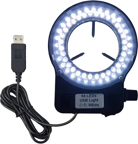 Vista 11 de 144 64 Iluminación LED de anillo de luz para microscopio estéreo, lámpara de luz de anillo ajustable industria, monocular, binocular, soldadura 64