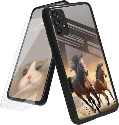 Vista 16 de Funda para Samsung Galaxy A12 5G con protector de pantalla, parte trasera de vidrio templado + TPU de silicona suave que absorbe los golpes
