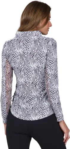 Vista 4 de IBKUL Athleisure Wear 48539 - Polo de manga larga con protección solar UPF 50+ Icefil Cooling Tech Alena Print ajustable