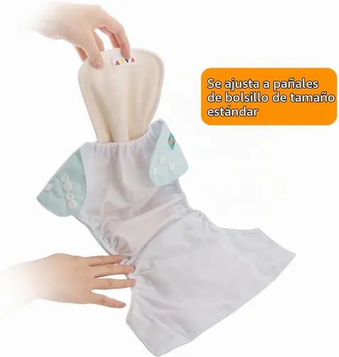 Vista 2 de Alvababy - 12 unidades de insertos para pañales de tela - Insertos súper suaves de 4 capas para pañales y fundas 12 piezas de 4 capas