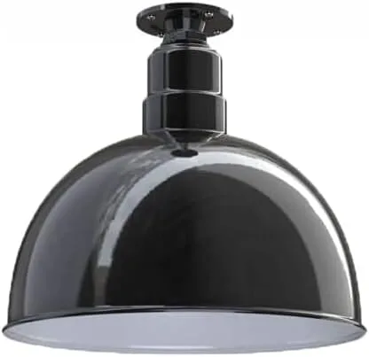 Vista 75 de Steel Lighting Co. Colgante de cuenco rosa Lámpara montada en el techo Cúpula de 15 pulgadas vástago de 12 pulgadas Estilo granero de acero