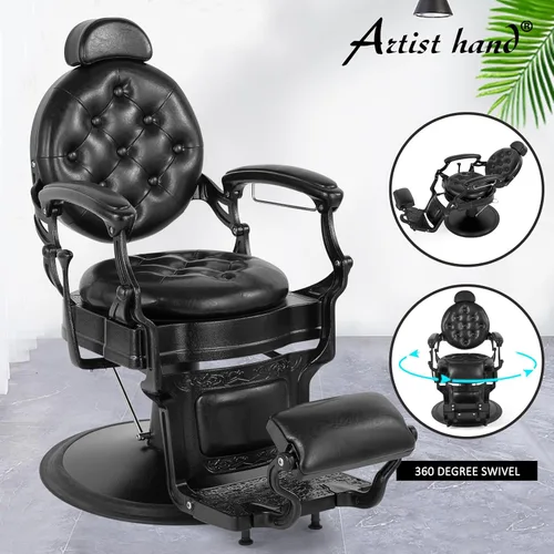 Vista 3 de Artist hand Silla de peluquero retro Sillas de peluquería de alta resistencia Silla de salón vintage Silla reclinable hidráulica Silla reclinable