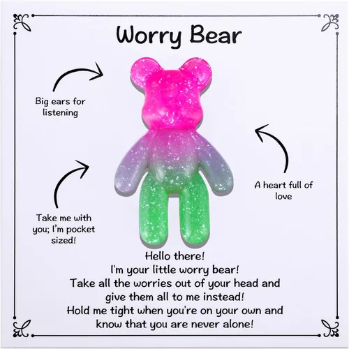 Vista 15 de Aesnefe Abrazo de oso de bolsillo, recuerdo para aliviar la ansiedad, regalo de aliento para la salud mental, ficha de apoyo emocional, regalo