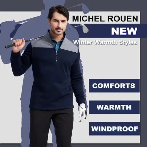Vista 5 de Rouen Quarter Zip Pullover Mens Golf Slim Fit Performance Warm Mock Neck 14 Zip Pullover Mens Fleece Sweatshirt